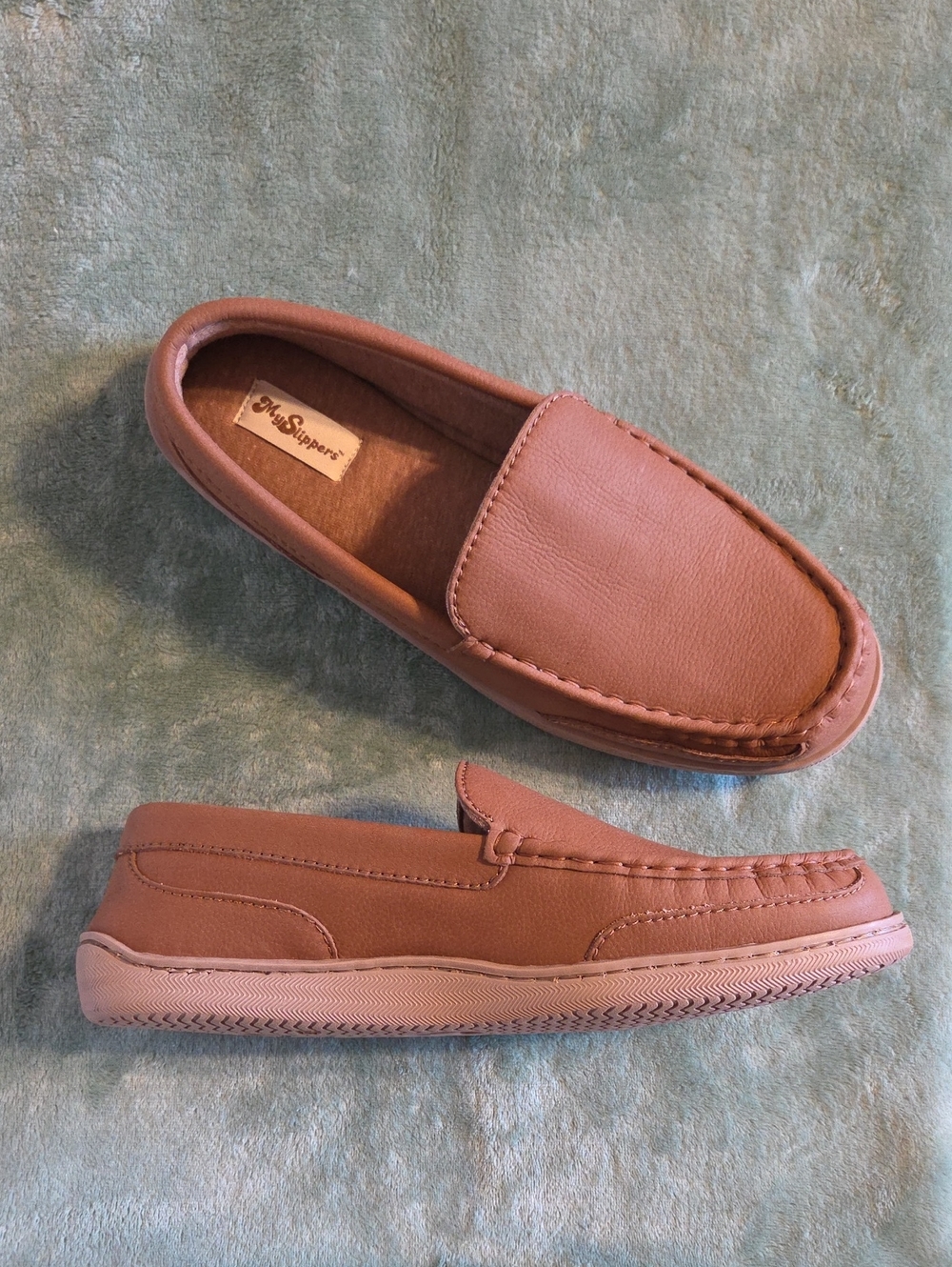 MY SLIPPER By My Pillow Men’s Casual Brown Leather Slip-On Loafers Mocassins